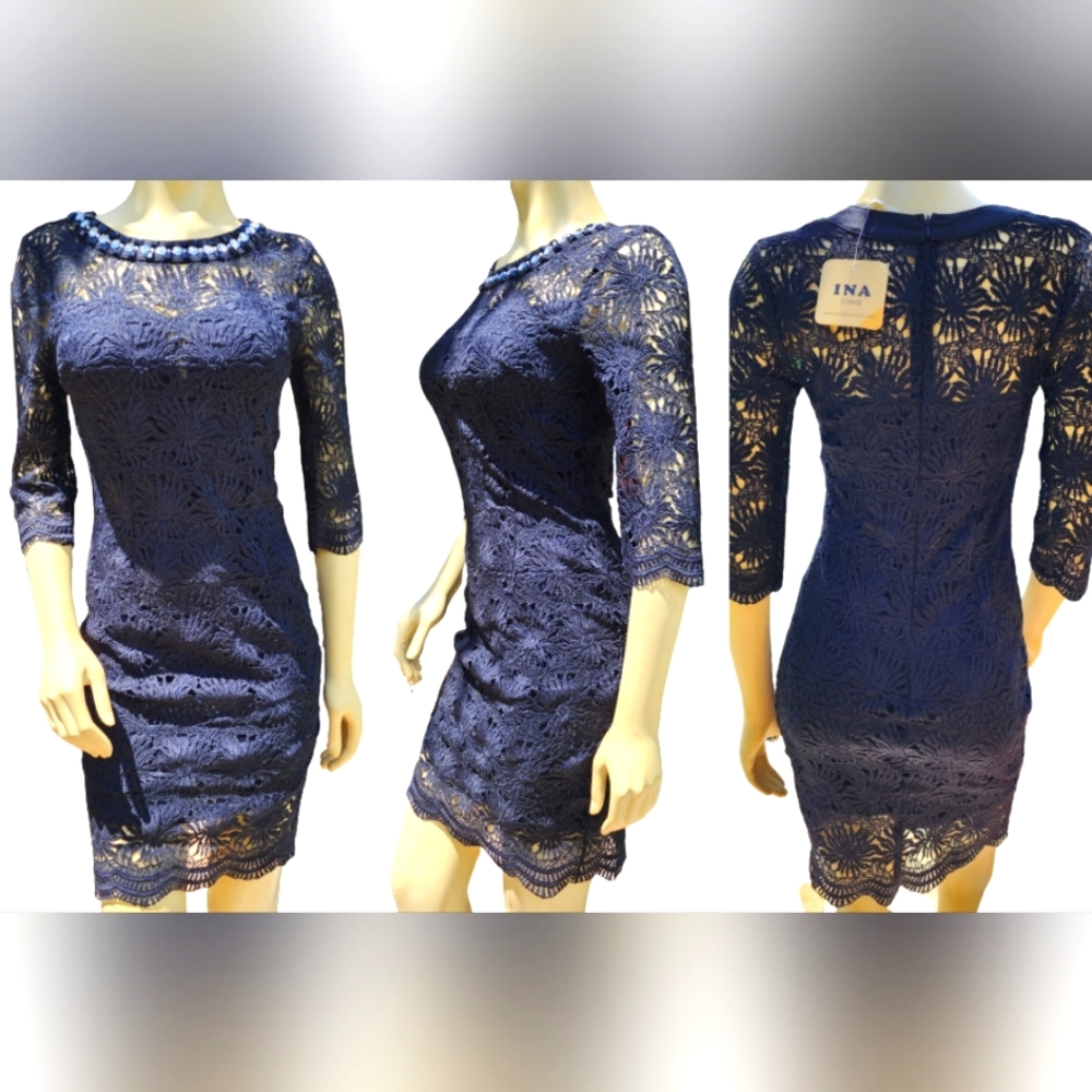 INA Cocktail Lace Little Black Dress. Size Small